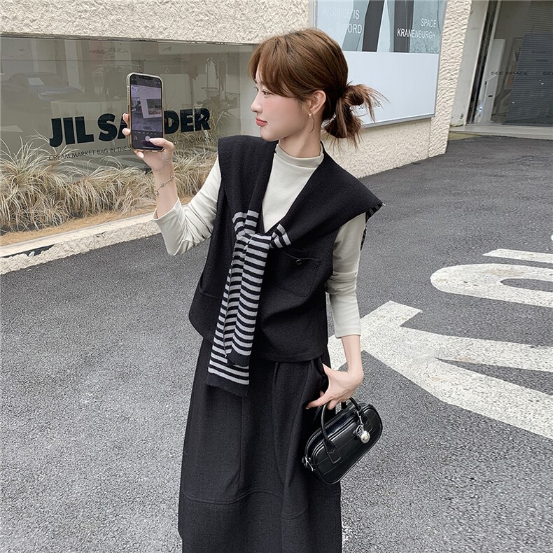 现货新款马甲打底半裙（送披肩）套装25093P195K288,女装套装/套裙,2D035