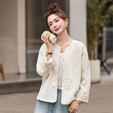 现货小香风刺绣薄款外套女2026春夏新款气质新中式上衣，女装短外套，依如秀(原杭风阁)