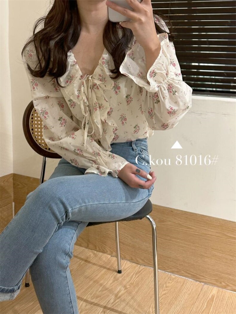 韩系春季花色小衫，其它，唇蔻