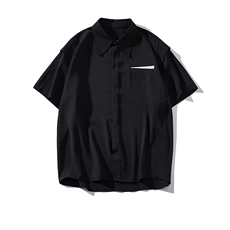 wassuphappy白色短袖衬衫男款夏季潮流高级感痞帅衬衣服休闲外套，男装T恤，电商D232