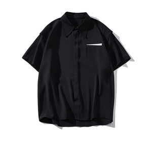 wassup happy白色短袖衬衫男款夏季潮流高级感痞帅衬衣服休闲外套图片