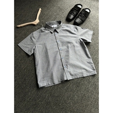 XZ10-TTH455-P48青花扣亚麻混纺棉麻条纹短袖衬衫老钱风cleanfit，男装T恤，星座1005-1