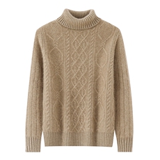 2025年秋季套头长袖青春流行高翻领，男装羊毛衫，宇灿羊绒