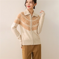 2025年秋季新款百搭费尔岛拉链加厚开衫,女装羊毛衫,慕洵羊绒, 2025年秋季新款百搭费尔岛拉链加厚开衫,女装羊毛衫,慕洵羊绒,