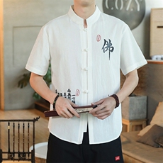新中式高品质纯棉长袖衬衫风唐装衬衣C143P33，男装衬衫，电商A056