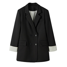 阔版宽松西装外套女2025春秋新款韩版设计感袖口撞色休闲西服上衣，女装西装，难舍钰依