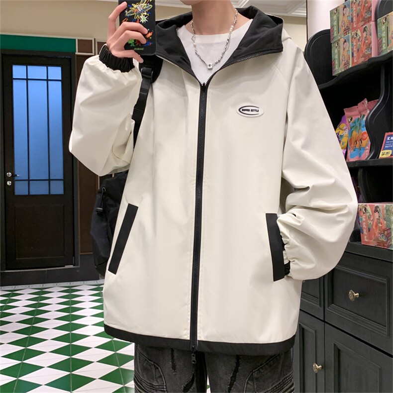 JK9012/P70春装新款两面服中性风夹克男防水冲锋衣宽松外套两面穿图片
