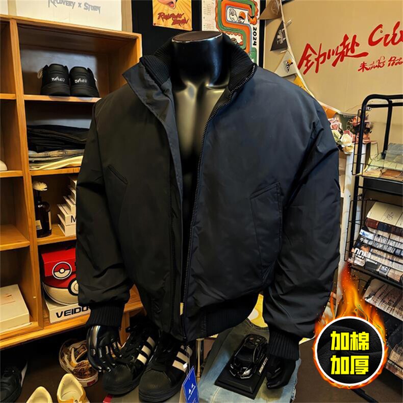 棉衣5W件现货冬季美拉德立领飞行夹克廓形高街棒球服加棉加厚外套，男装夹克，电商A486