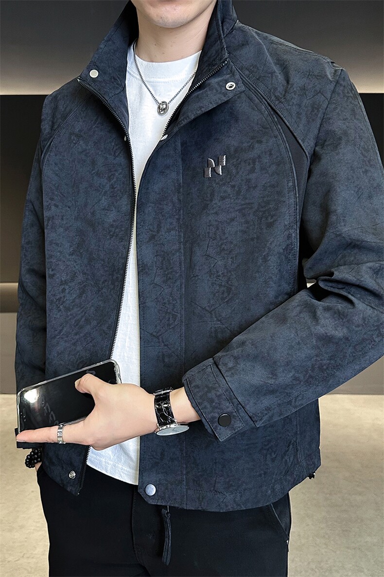 86819-M-3XL-P118店主风秋季新款刺绣渲染潮牌休闲百搭立领外套男,女装短外套,电商B255