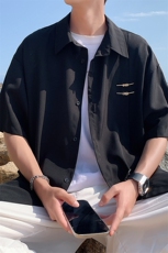 特批P35无差价25夏新款新中式冰丝垂感休闲短袖衬衣外套男CD2250，男装T恤，电商A001