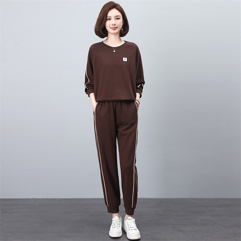 2024春秋季新款时尚休闲气质个性减龄休闲撞色套装,女装套装/套裙,独衣靓
