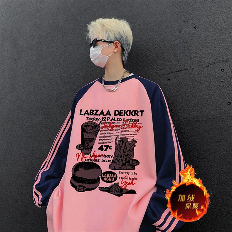 抖音得物供货提供视频秋冬重磅美式宽松织带圆领卫衣0721,男装卫衣,电商A486