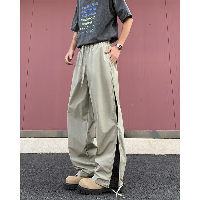 夏季侧拉链透气网布休闲裤男宽松速干裤伞兵裤K10130/P48，男装休闲裤，星座506