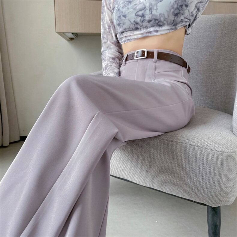 西装阔腿女2024春夏季宽松休闲高腰显瘦直筒裤垂坠感拖地裤,女装休闲裤,梦白服饰厂