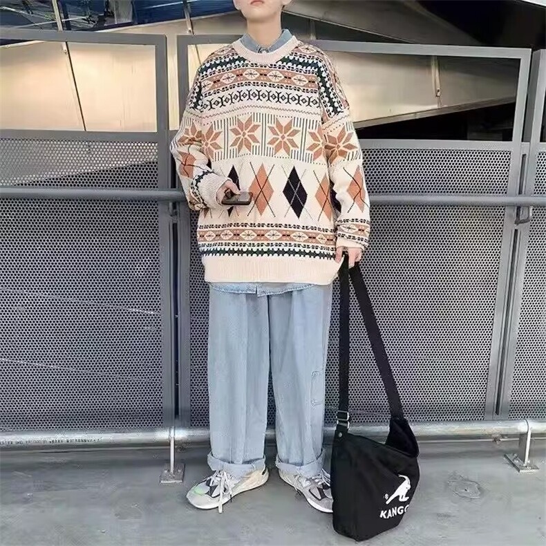 秋冬款复古套头毛衣男ins情侣韩版潮流港风个性宽松慵懒风针织,男装针织衫/毛衣,星座218-1（原230）