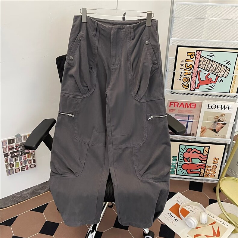 宽松休闲裤男韩版潮流百搭裤子夏季坠感阔腿拖地长裤8111P80，男装休闲裤，星座410-2