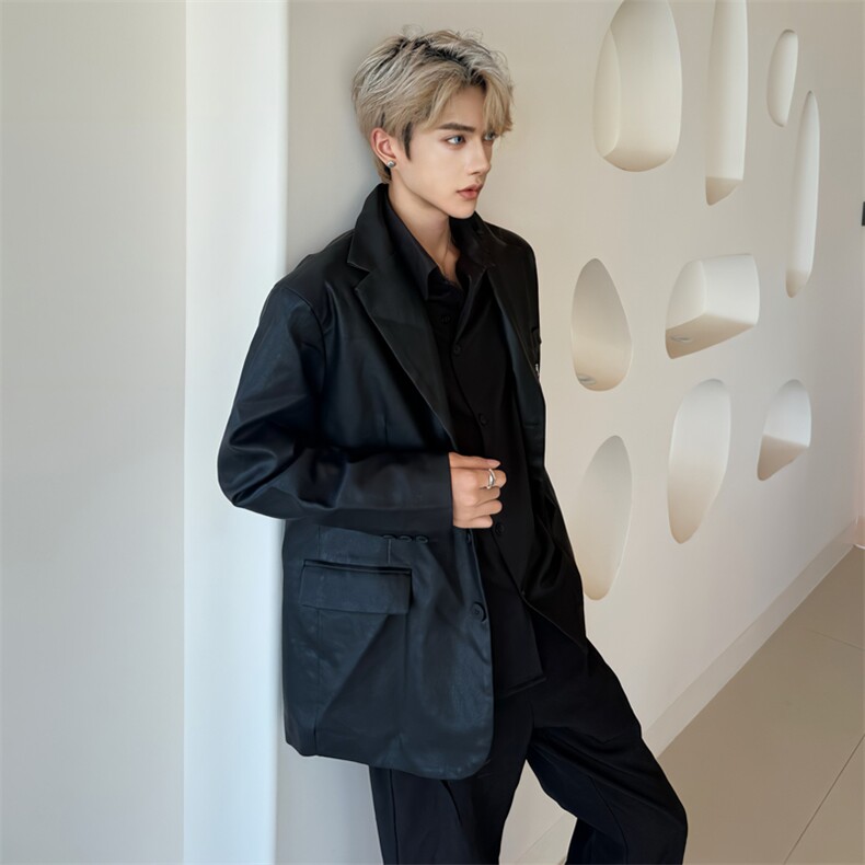（自家图）满天星黑色珍珠链条西装外套小众垫肩西服6013-P110,男装西服,星座910-5