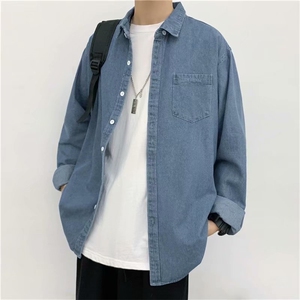 牛仔衬衫男长袖韩版潮流帅气工装衬衣宽松日系休闲外套CS225-P45图片