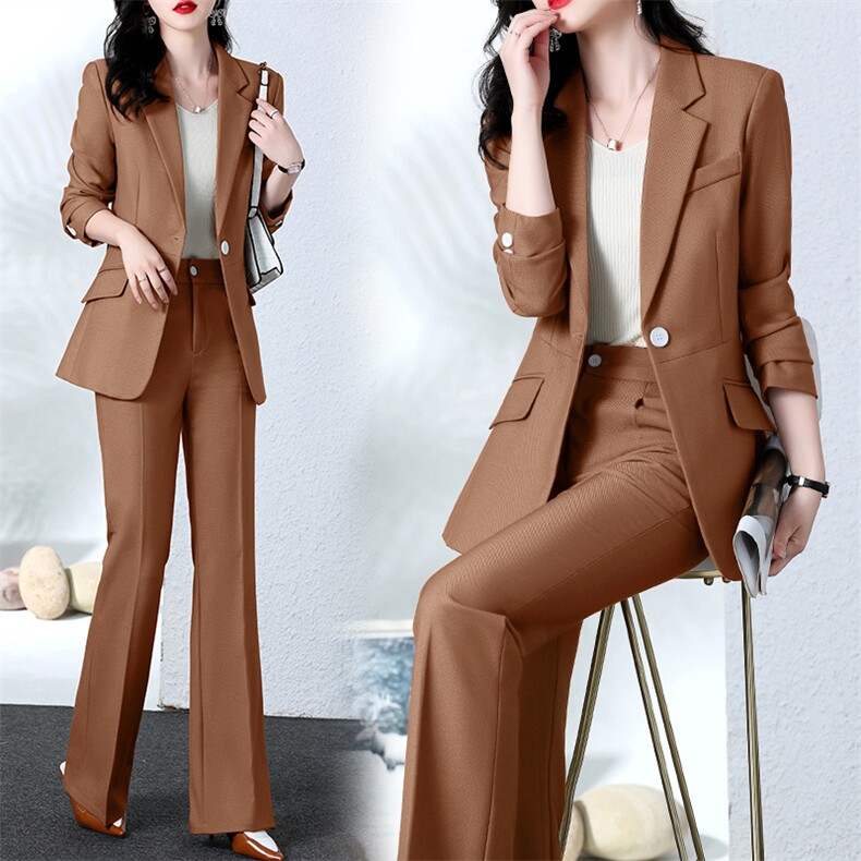 西装外套女2025春装新款高端职业气质女神范两件套工作服西服套装,女装套装/套裙,韩然一族