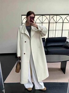 新款立领韩系高品质薅羊毛手工制作双面羊毛大衣，女装双面呢大衣，依嘟服饰