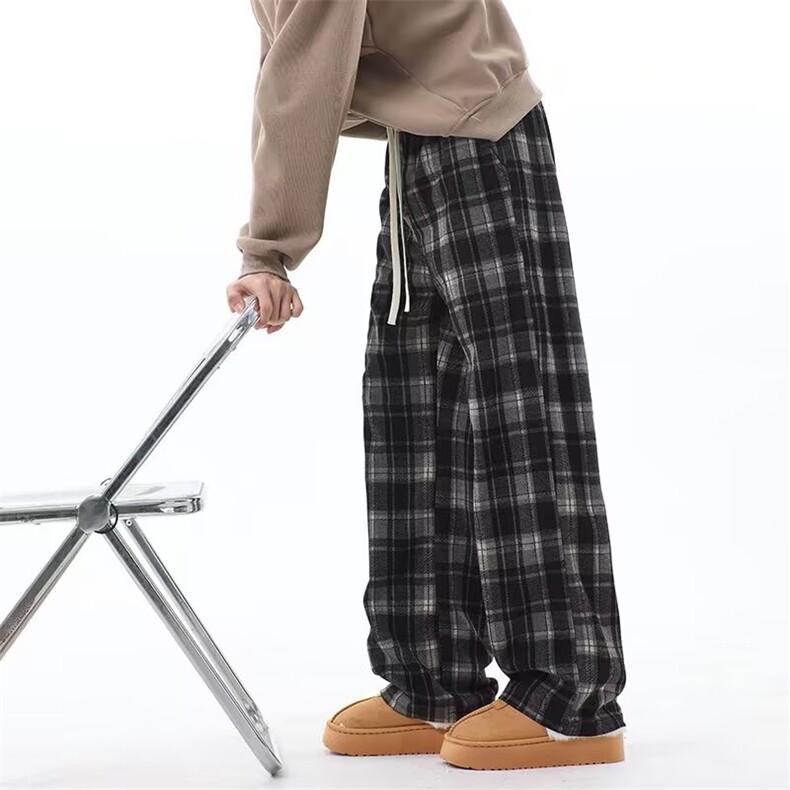 1506-1/KRK1131/P49慵懒风格子裤男女装新款直筒垂感复古秋冬加绒,男装卫衣,星座1506-1