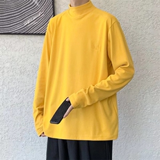 2026春季打底衫潮流半高领长袖纯色T恤男港风韩版宽松上衣TT02-28，男装T恤，星座1008-2