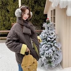 【现货】数据好两面穿保暖棉衣+围巾2C327-9929-P195控318，女装棉衣/棉服，2C327