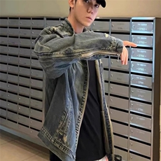 美拉德潮牌复古水洗做旧牛仔外套男女高街百搭浮雕异形机甲夹克秋，男装工装外套，星座1210-1