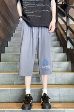 QK72274-P25冰丝七分裤男大码速干短裤男五分裤港风风格，男装休闲裤，电商A040