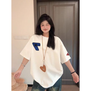 H1037-P35毛巾绣220克休闲宽松短袖T恤男女同款图片