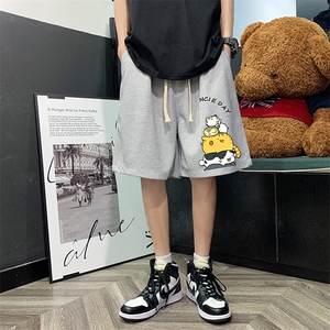 HD74090-P22 华夫格短裤男大码宽松五分裤男直筒中裤图片
