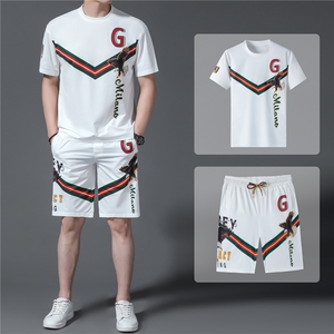 2023夏季新款运动套装男夏季商务休闲运动服男短袖薄款夏装两件套图片