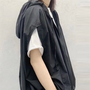 复古文艺大码连帽休闲背心马甲女春秋夏款2025新款宽松外搭马夹潮图片