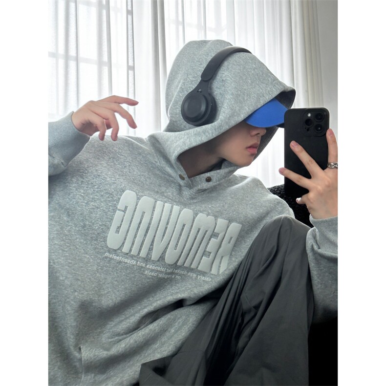 W24113-P65控88秋季新款重磅400克假两件发泡印花卫衣直播，男装卫衣，电商A036A