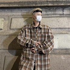 日系cityboy衬衫秋冬季男女生学院风加厚情侣保暖格子衬衣-CC18，男装衬衫，星座601-2