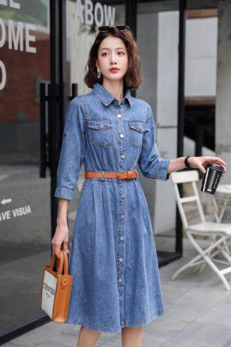 2021秋裤牛仔修身连衣裙，女装连衣裙，帕莎尔