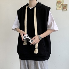 夏季连帽背心男运动休闲ins港风潮牌百搭老师无袖T恤W3191-P32，男装卫衣，星座512-2