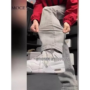 美式灰色直筒加绒男潮牌cIeanfit水洗复古长裤子K7055-1#P45网图图片