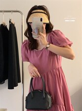 法式泡泡袖连衣裙夏季设计感众温柔高级感初恋裙子，女装连衣裙，香丽迪1