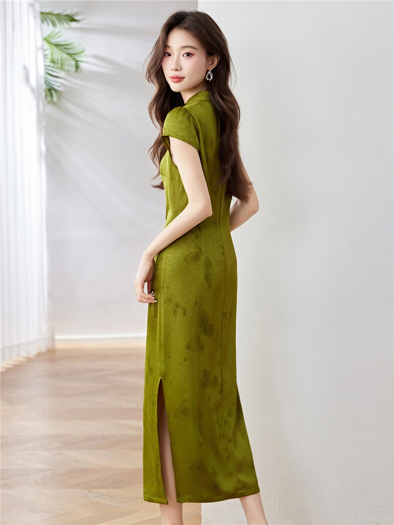 妍蝶女士连衣裙2025夏季新款时尚减龄休闲百搭修身显瘦旗袍长裙子,女装连衣裙,布芭啦