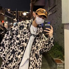 潮流豹纹夹克潮男春季拉链夹克J0825P48,男装夹克,星座1116-2