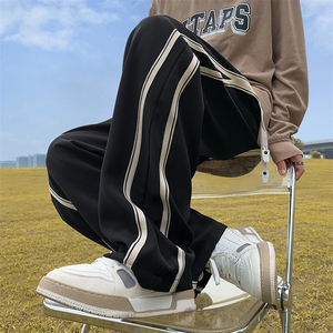 秋季潮牌ins垂坠感直筒休闲裤侧边条纹宽松百搭长裤男 K7360-P35图片