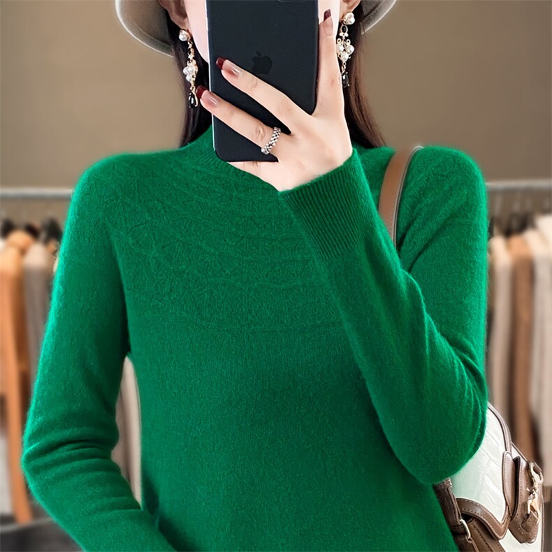 2025年秋季常规款通勤长袖半高领舒适时尚百搭，女装针织衫/毛衣，斯美雅安迪绒