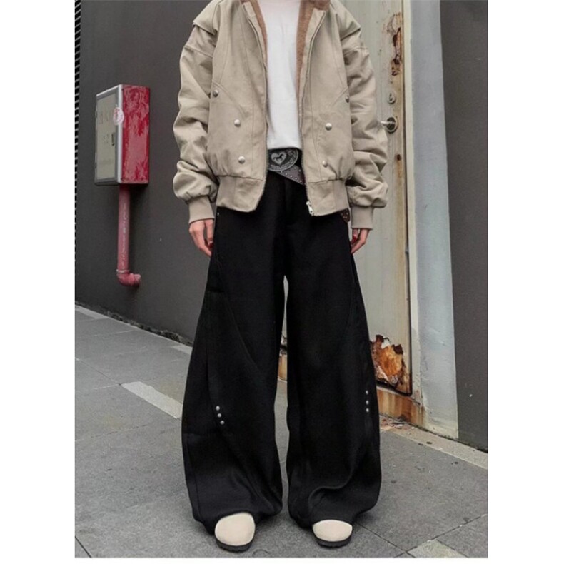 网图-K889-P6825春装重工休闲弯刀裤宽松直筒拖地裤,男装休闲裤,电商B327