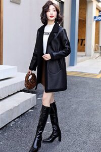 【现货】冬季新款优雅时尚加厚两面穿皮衣潮流抽绳收腰皮衣外套，女装皮衣，江南女神