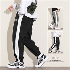 2021秋季新款白墙日系大码男印花条纹运动九分裤休闲裤K2078-P30，男装休闲裤，电商A001