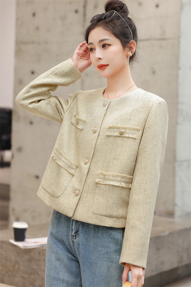 法式小香风外套女2023春季新款高级感名媛小个子百搭显瘦短款上衣,女装短外套,霓裳依族