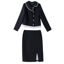 高级感小香风套装裙女2024春秋新款气质名媛职业包臀半身裙两件套，女装套装/套裙，三木叶子