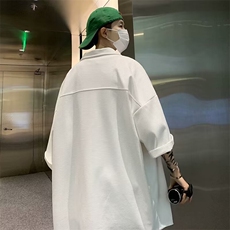 翻领短袖衬衫男夏季港风日系潮流宽松休闲五分袖衬衣外套K15/P35，男装T恤，星座506