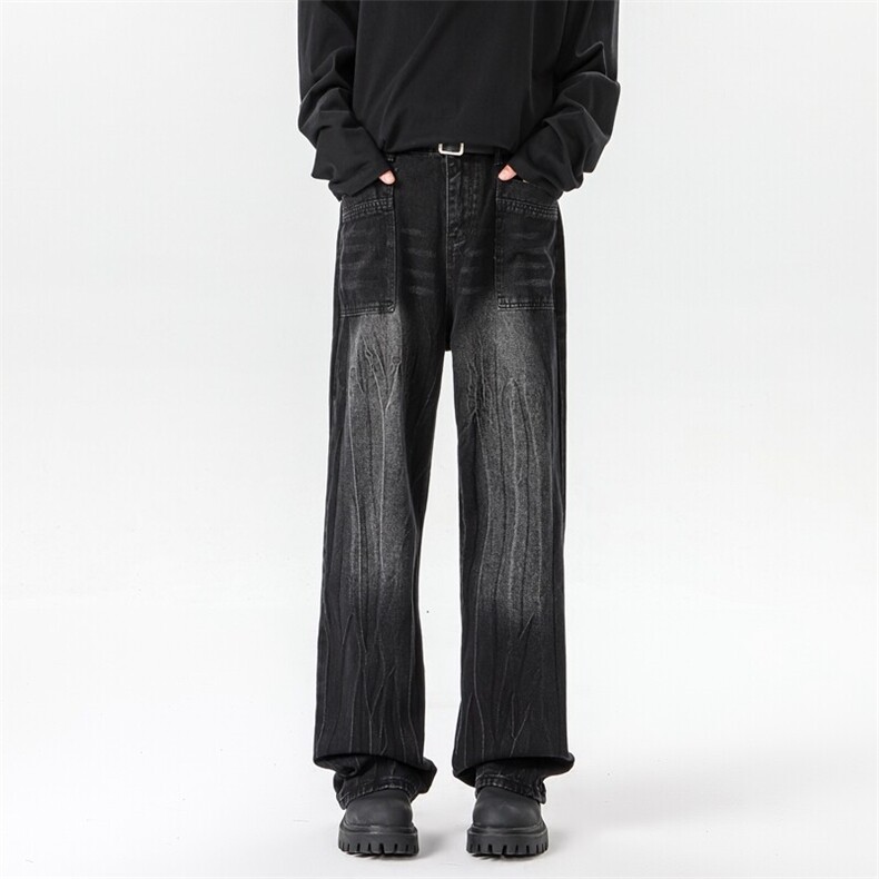 8XL-M高街做旧闪电纹牛仔裤大码潮牌美式复古扎染裤子NZ9006/P65,男装牛仔裤,电商B238